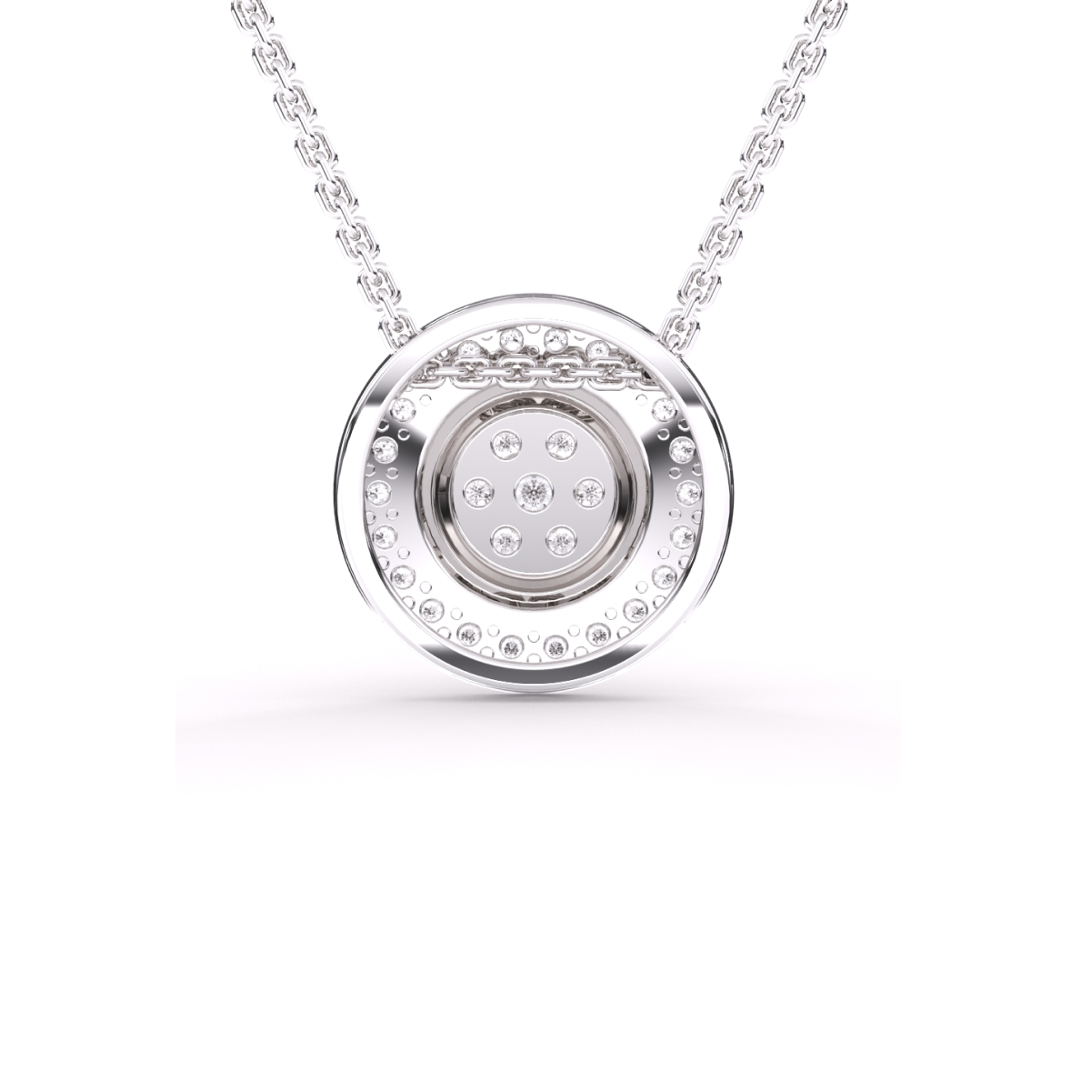 Round Shape Lab Grown Diamond Flower Cluster Pendant